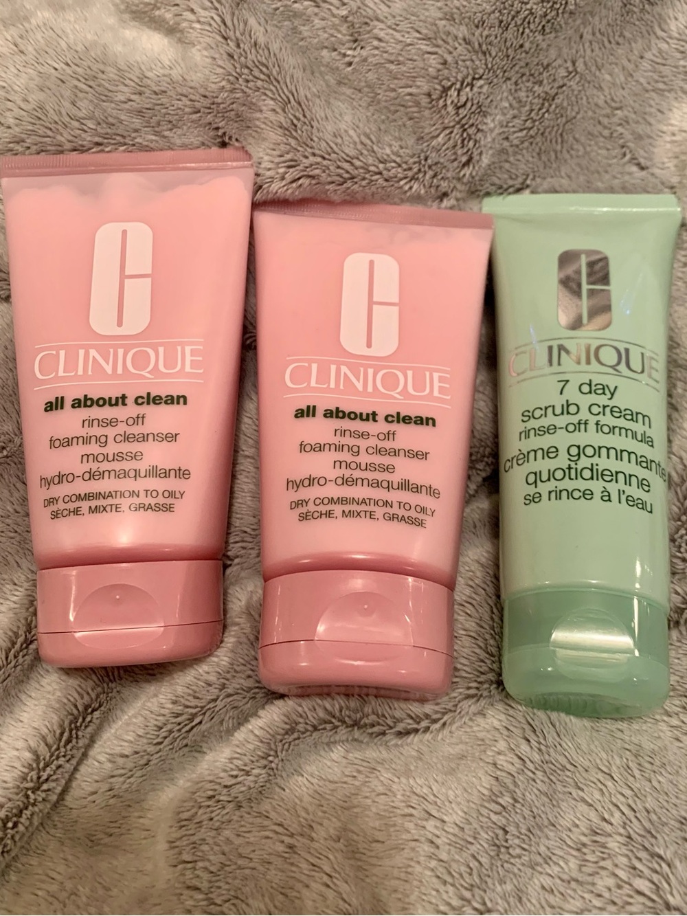 (2) Clinique all about clean & (1) 7 day scrub cream set - Brand New
